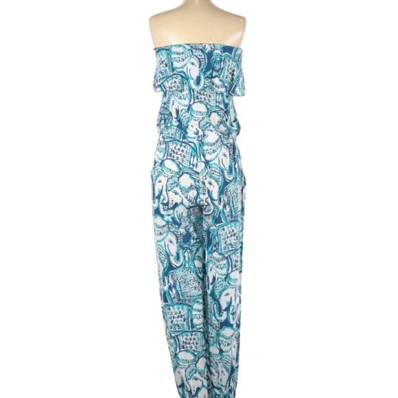 Lilly Pulitzer blue elephant jumpsuit XS - Picture 2 of 8